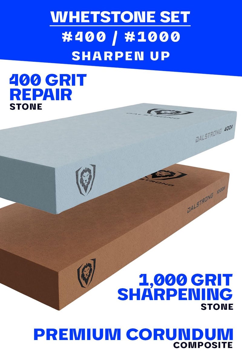 Dalstrong Premium Whetstone Kit-#1000/#400 Knife Sharpening Kit-Gift Extra Large Grit Stones-Top-Grade Corundum-Thick Knife Sharpening Stone-Whetstone Set Knife Sharpener-Ultra-Durable - Image 2